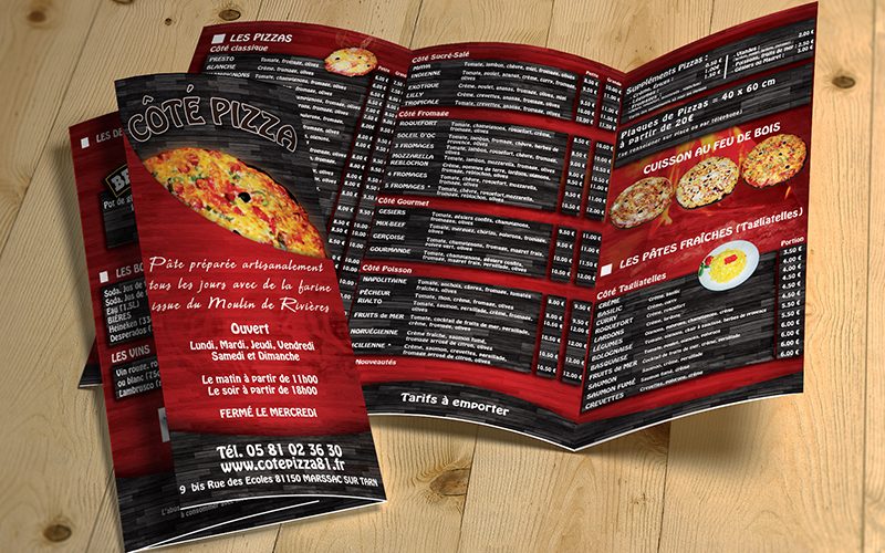 Dépliant Côté Pizza - Pizzéria Marssac sur Tarn (81)